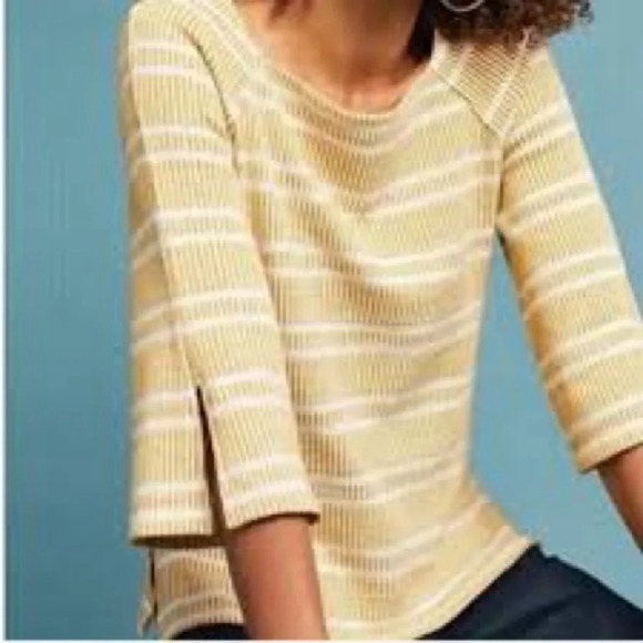 Anthropologie Postmark Mustard and White Striped Top - Picture 1 of 5